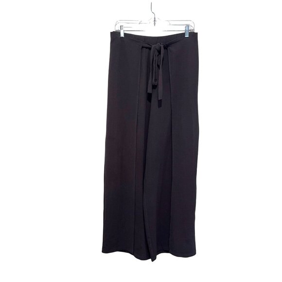 Zara Gray High-Waist Wide-Leg Tie Waistband Flowy Women's Pants Size Large - Picture 1 of 12